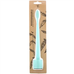 The Natural Family Co., Biodegradable Cornstarch Toothbrush, Rivermint, Soft, 1 Toothbrush & Stand