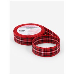 Лента новогодняя, декоративная «Крупная клетка», 25 мм, 9±0.5 м, красная