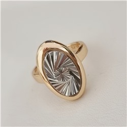 Кольцо коллекция Дубайское золото, покрытие позолота и вставка из посеребрения с алмазной гранью, 17 р, арт.213.744-17