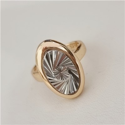 Кольцо коллекция Дубайское золото, покрытие позолота и вставка из посеребрения с алмазной гранью, 17 р, арт.213.744-17