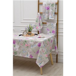 Скатерть "Бабочки и цветы" 150*150см. рогожка хлопок 100%