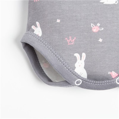 Боди для девочки «Крошка Я» Princess, рост 68-74 см, серое