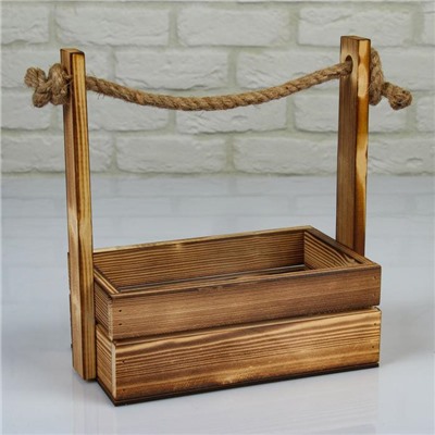 Подарочный ящик «Аром», деревянный, ручка - канат, цвет обожжённое дерево, набор 3 шт.