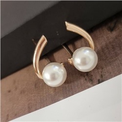 Серьги ювелирная бижутерия коллекция "Дубай" покрытие: позолота,односторонние,  вставка: жемчуг, 4005, Уценка, арт.08.4056 ( 216.368)