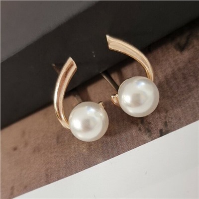 Серьги ювелирная бижутерия коллекция "Дубай" покрытие: позолота, вставка: жемчуг, 4005, Уценка, арт.08.4055 ( 216.368)