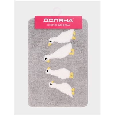Коврик Доляна «Гуси», 40×60 см, микрофибра, серый