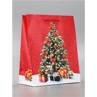 Пакет подарочный новогодний ламинированный, «Новогодняя ёлка», 18×10×22.3 см