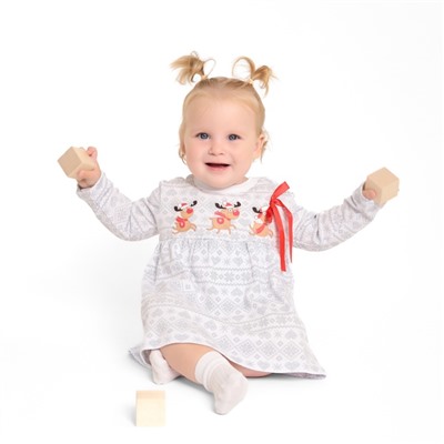 Боди - платье детское «Крошка Я. Олени», рост 62-68 см, белое