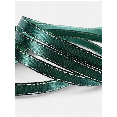 Лента атласная, с серебряным люрексом, 6 мм, 23±1 м, зелёная №70