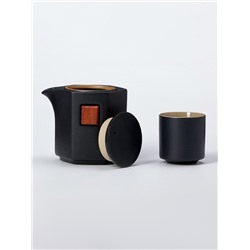 Набор для чайной церемонии ДЖЕКИЧАЙ «Асахи», 4 предмета, на 2 персоны, чашка 50 мл, чайник 180 мл, керамика, чёрный