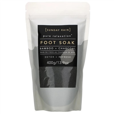 Sunday Rain, Pure Relaxation, Foot Soak, Bamboo + Charcoal, 13.9 oz (400 g)