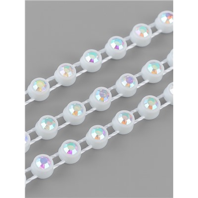 Стразы на нитях, с голографией, 3 мм, 9±1 м, белые
