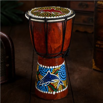 Сувенирный музыкальный инструмент «Барабан Джембе цветочный узор», 11×11×20 см, МИКС