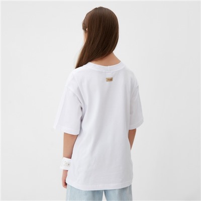 Футболка детская однотонная MINAKU: Basic line, белая, рост 116 см