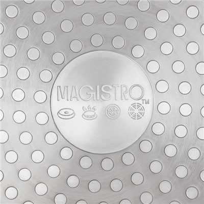 Сковорода Magistro Warrior, d=28 см, h=5.3 см, кованый алюминий, ручка soft-touch, антипригарное покрытие, индукция, чёрная