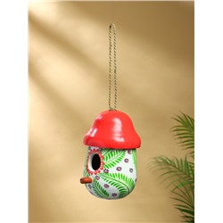 Подвесной декор «Скворечник-грибок», 22×15×15 см, дерево, красно-белый