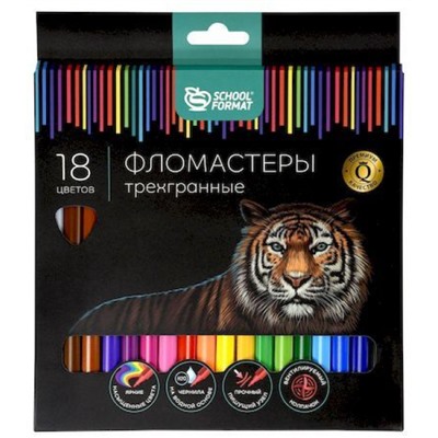 Фломастеры 18цв "ДИКАЯ ПЛАНЕТА" трехгранные ФЛ18-ДПЛ к/уп SchoolФормат