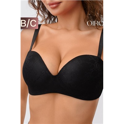 Бюстгальтер балконет OIRO без косточек Snowdrop 1317006 (Черный)