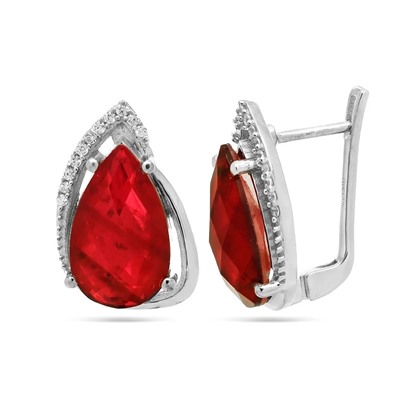 Серьги из серебра турмалин рубиновый выращ., Руслана