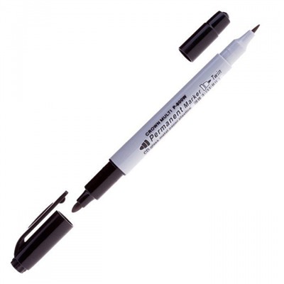 Маркер перманентный двусторонний 1-2мм "МУЛЬТИ-МАРКЕР" (Multi Marker Twin) черный P-800W Crown