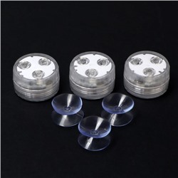 Светильник водонепроницаемый, мини, RGB, IP68, 3×1.9 см, от CR2032, пульт, 3 шт.