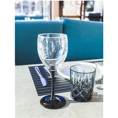 Бокалы для вина Luminarc Domino, 350 мл, набор 6 шт., стекло, прозрачные, чёрная ножка