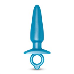 Голубая анальная пробка с кольцом Sleek Tapered Silicone Plug - 15 см.