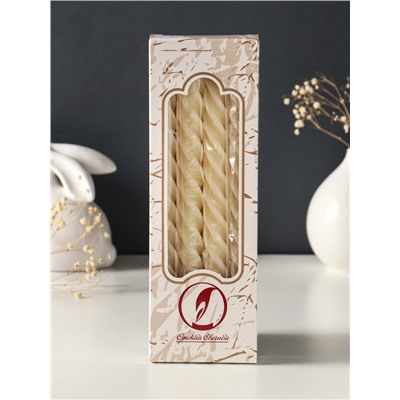 Набор свечей витых, 2.3×24.5 см, 5 ч, 50 г, 4 шт., слоновая кость