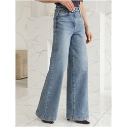 Джинсы трубы прямые с декоративной стиркой из эластичного денима