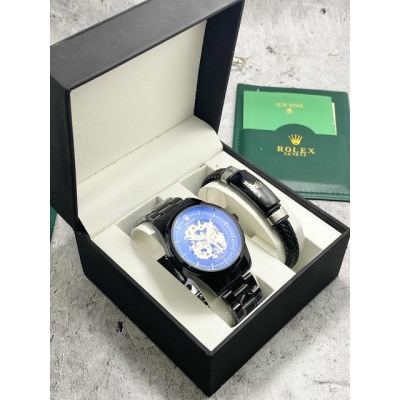 Подарочный набор для мужчины часы и браслет + коробка #22864911