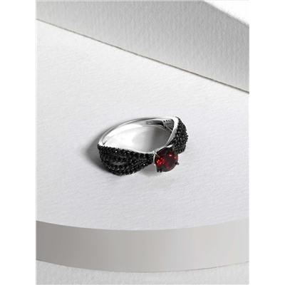 Кольцо из серебра с натуральным гранатом и натуральной шпинелью родированное 925 пробы 1-534рч40416