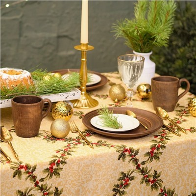 Скатерть новогодняя «Доляна. Ёлочные игрушки», 110×145 см, 100% п/э