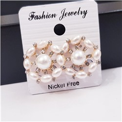 Женские клипсы с жемчугом, золотистый цвет, арт.043.116