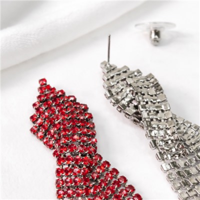 Серьги длинные висячие со стразами "Вечерние", цвет: красный, арт.012.021