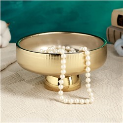 Декоративное кашпо - подставка «Страйпс», 15×15×8 см, керамическое, золотистое