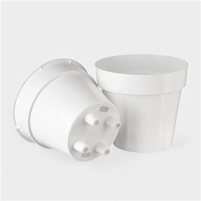 Кашпо для цветов со вставкой Plast-Avenue «Порто», 2.4 л, пластик, белое