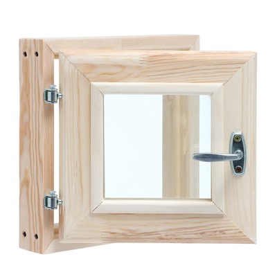 Окно в баню, деревянное, 30×30 см, хвоя, двойное стекло, «Добропаровъ»