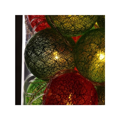 Гирлянда «Нить» 5 м с насадками «Клубки летние», IP20, прозрачная нить, 20 LED, свечение тёплое белое, 220 В