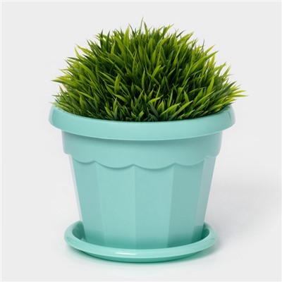 Горшок для цветов с поддоном Доляна «Эрика», 0.7 л, цвет бирюзовый