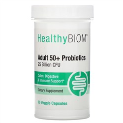 HealthyBiom, Пробиотики для людей старше 50 лет, 25 млрд КОЕ, 90 растительных капсул