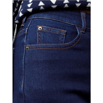 Джинсы mom-fit из эластичного денима на флисе