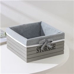 Корзина для хранения Доляна Storage, 19×19×10 см, средняя, дерево, цвет серый