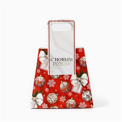 Коробка подарочная новогодняя складная с ручками «С Новым годом» 23×8×32 см