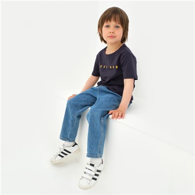 Футболка детская KAFTAN «Boss man» размер 28 (86-92), серый