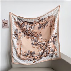 Платок шелковый на голову и шею весенний, мультицвет