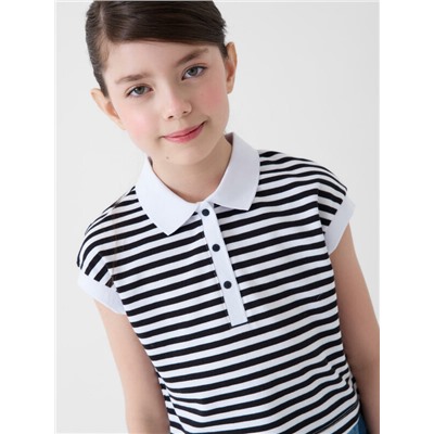 Джемпер трикотажный с воротником поло для девочек