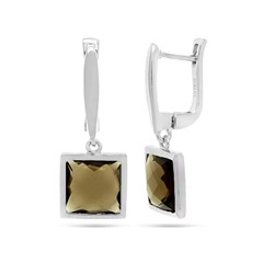 Серьги из серебра раухтопаз, Рио