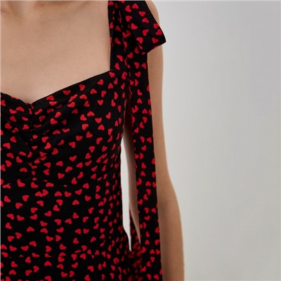 Платье с лентами миди женское MIST Flower, чёрное, размер 42