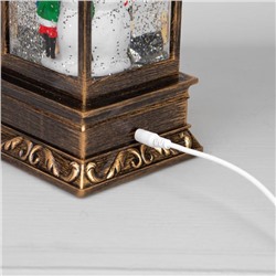 Светодиодная фигура «Дед Мороз и заяц» 10.5×27×10.5 см, пластик, батарейки ААх3 (не в комплекте), USB, свечение тёплое белое