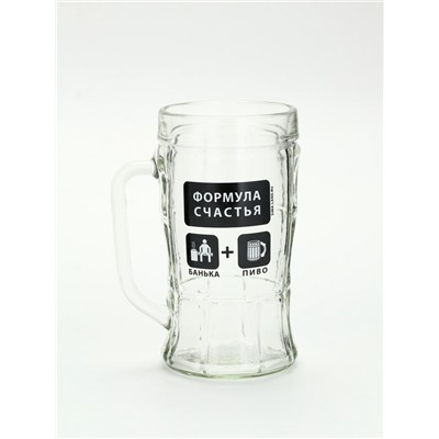 Кружка пивная стеклянная «Формула счастья», 500 мл